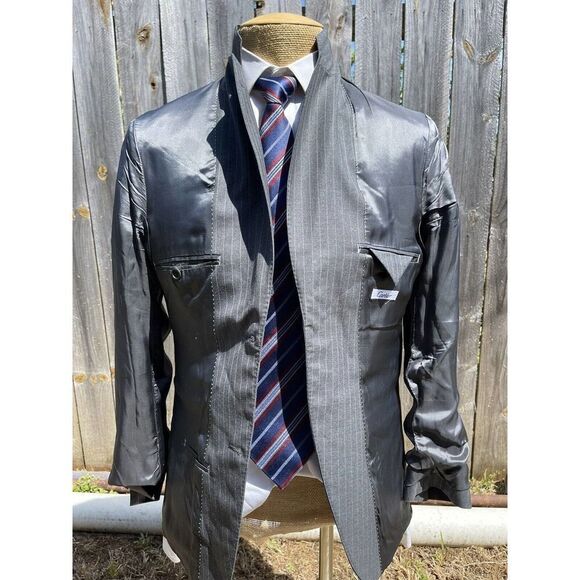 CARTIER Men's Sports Coat Jacket Gray Striped 100% Wool Luxury Size 38 R - Picture 8 of 9